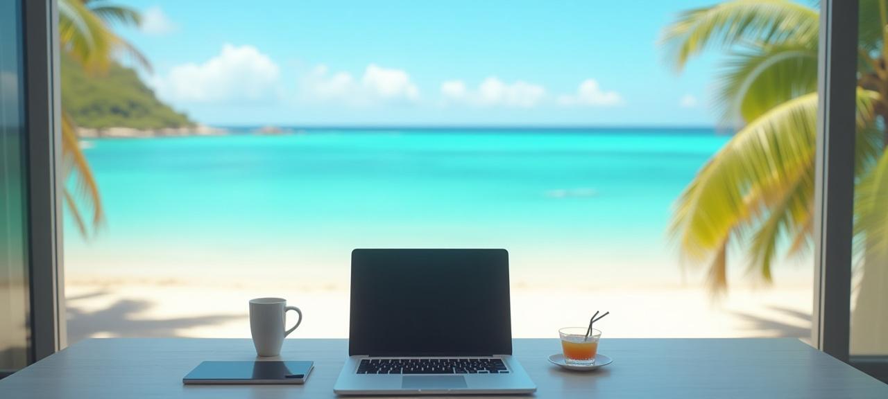 Remote Work Beach Workspace